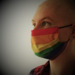 Picture of me wearing a rainbow face mask